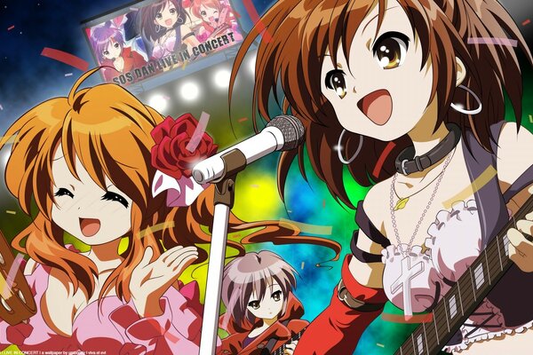 Divertido chicas cantando anime imagen