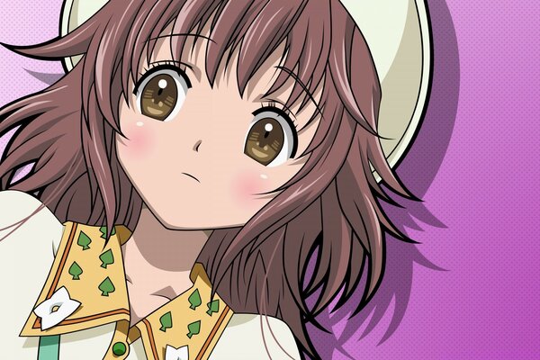 Anime illustration of a brunette girl with big eyes