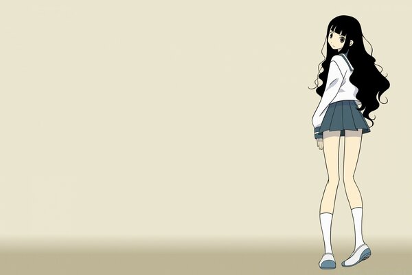 Anime girl in a short skirt, which you just want to lift up