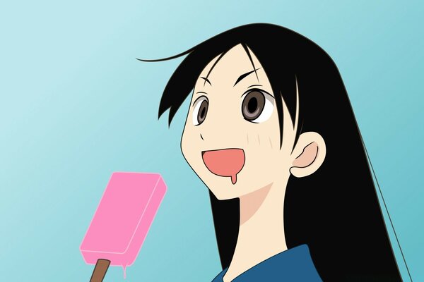 Anime-Frau mit rosa Eis