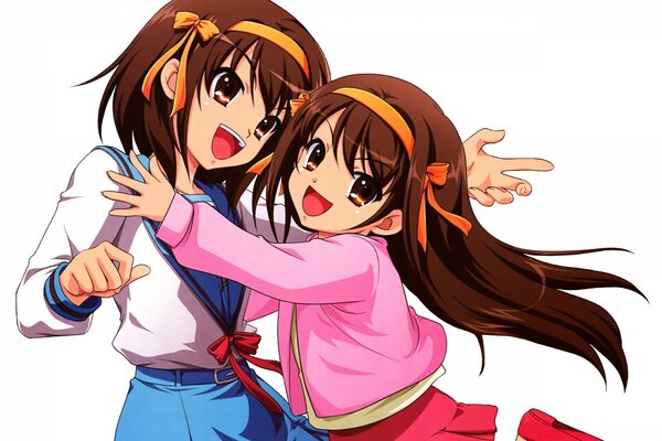 Anime illustration two girls rejoice