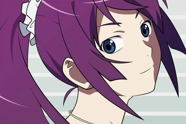 Anime illustration of a girl with purple hair