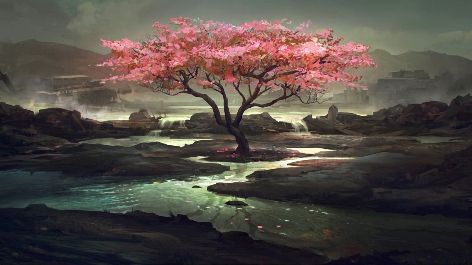 drawings landscape tree water nature river lake outdoors park color reflection scenic travel beautiful