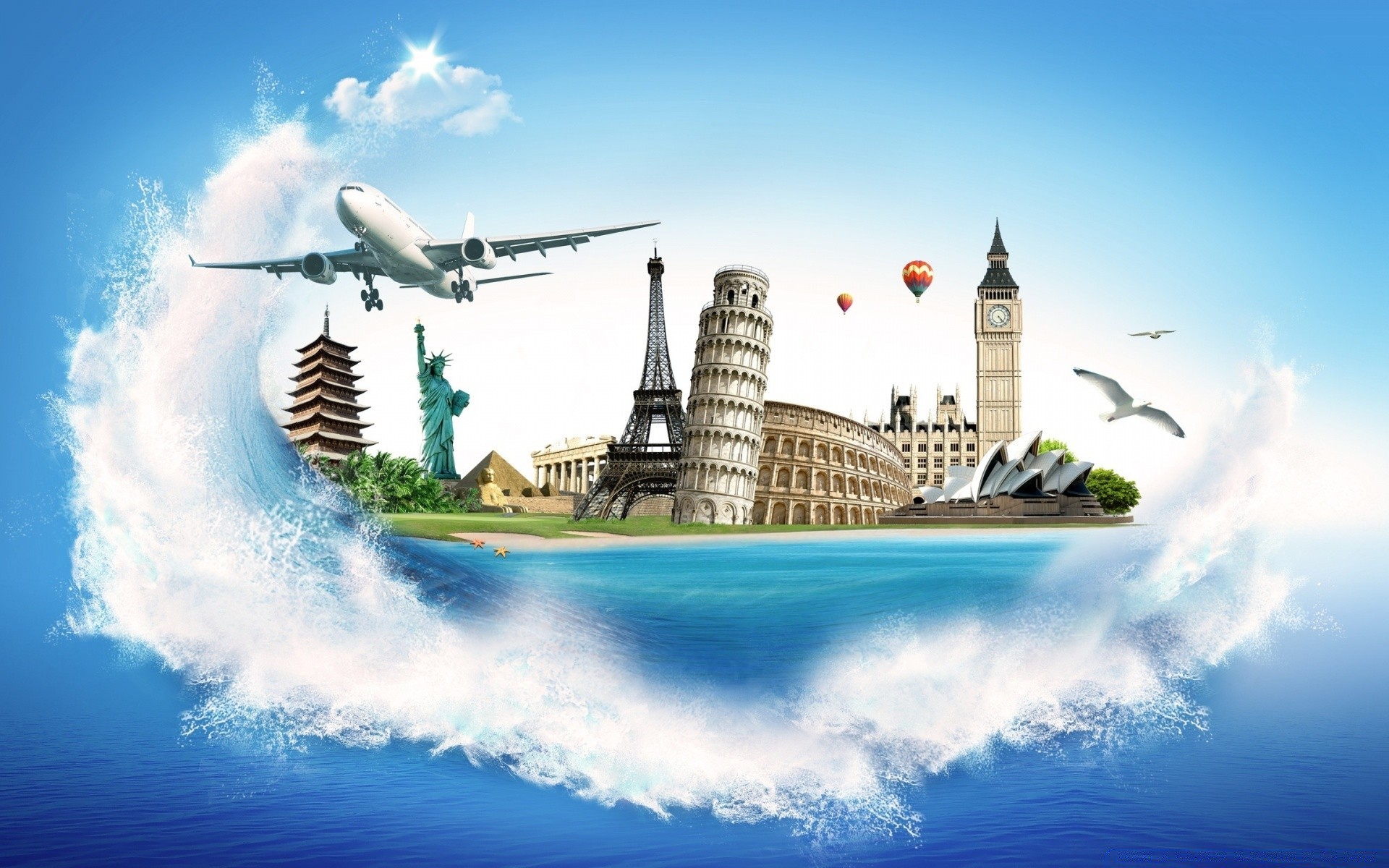 creative sky travel water cloud outdoors sea tourism architecture city landscape summer sunset ocean sight