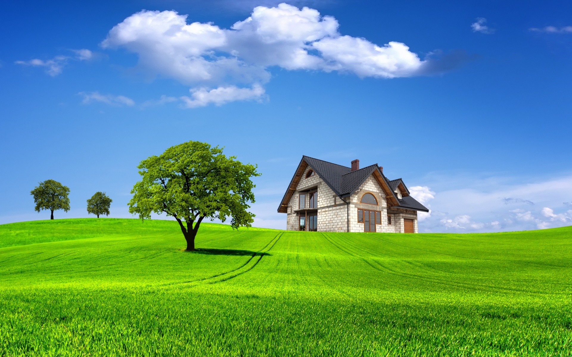 creative grass rural lawn countryside farm field house summer nature country landscape hayfield sky pasture