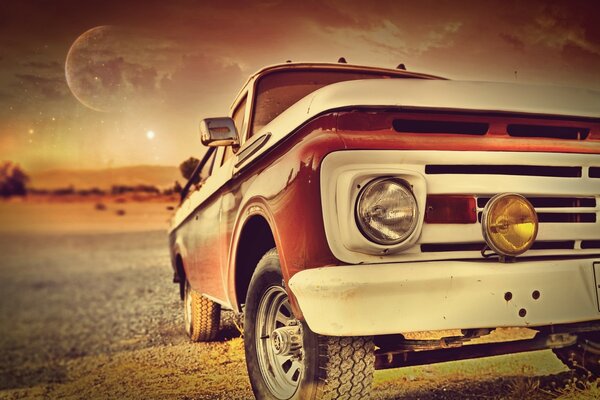 Vintage photo of an old car