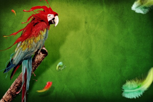 A parrot is sitting on a branch