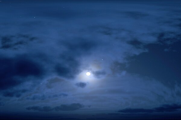 Cielo con nubes y Luna