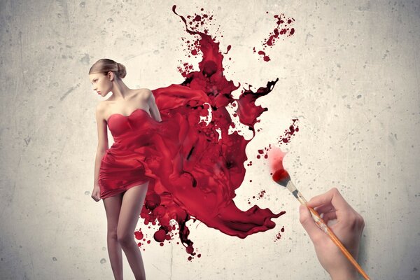 Painting woman in red