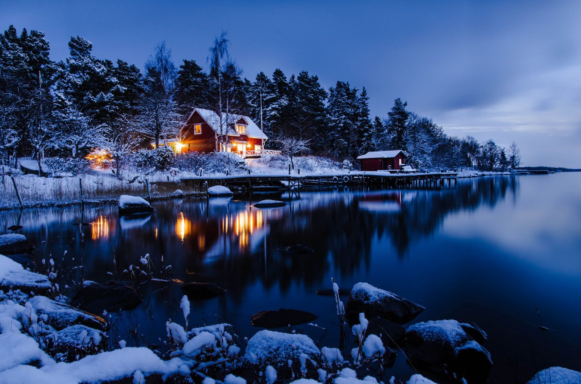 lake snow water winter reflection dawn evening cold tree landscape sunset outdoors travel light ice nature wood dusk river