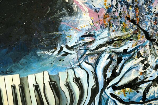 The painting on which the piano flowed