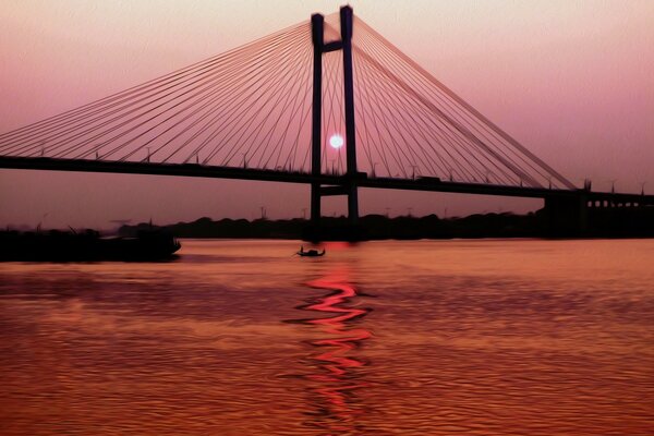 Beau coucher de soleil rouge sur la mer noire