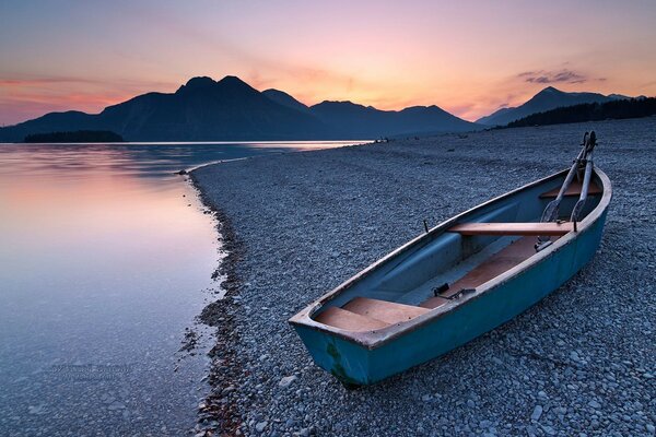 Beach landscape boat sea journey