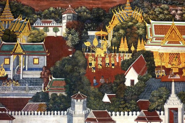Picturesque and vivid drawings of the temple architecture