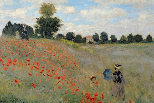 Girls on the poppy field in the old days