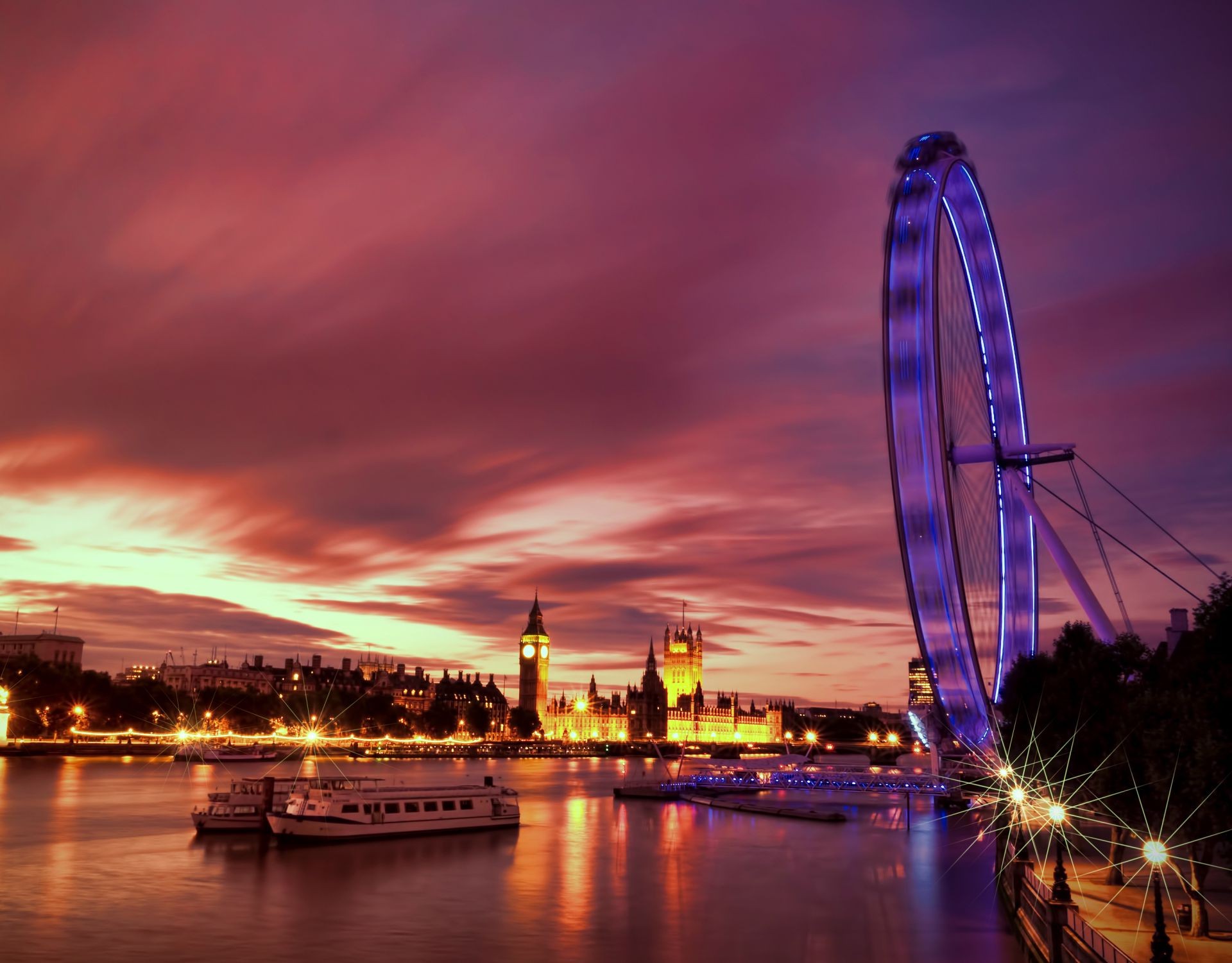 stadt brücke fluss riesenrad sonnenuntergang wasser stadt architektur dämmerung urban abend himmel skyline innenstadt reisen reflexion haus hafen uferpromenade licht