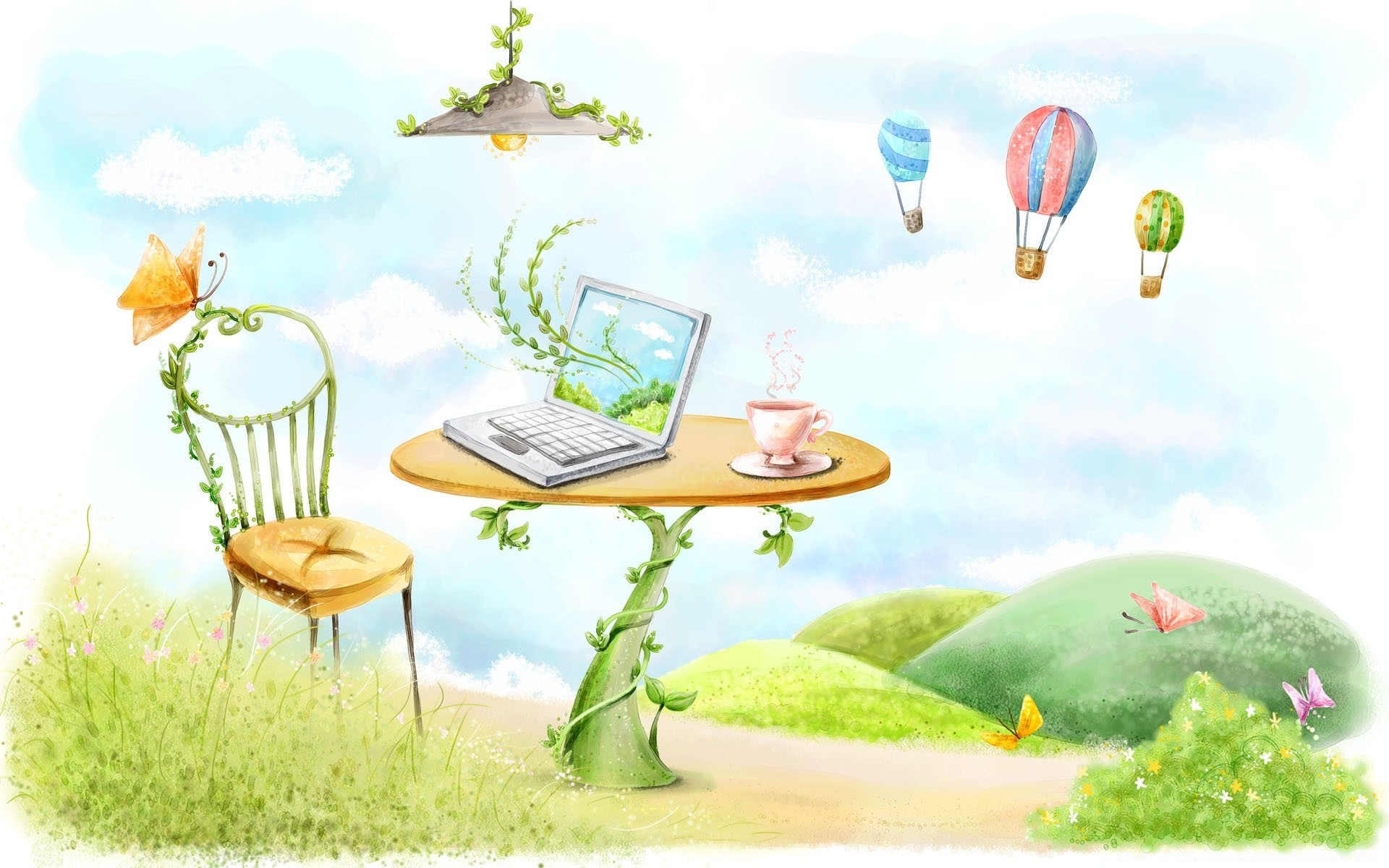 dessins herbe été pelouse nature ciel chaise foin champ relaxation table feuille lieu loisirs jardin