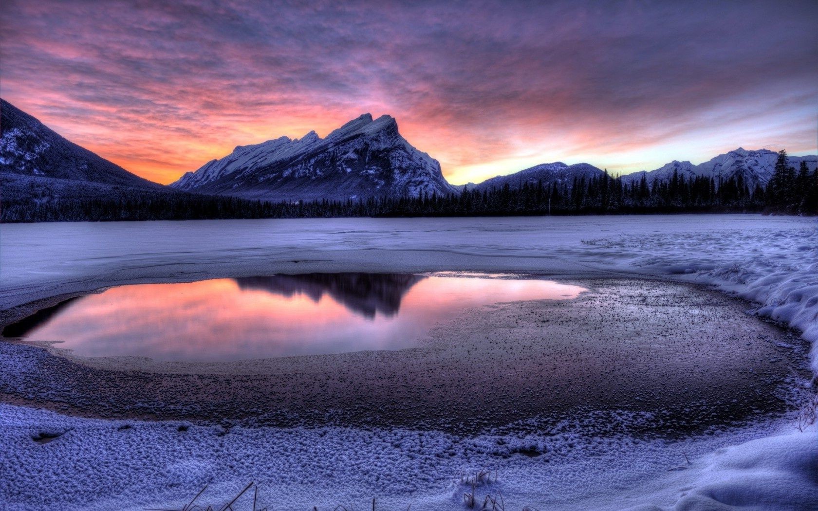 lake sunset snow water dawn landscape sky reflection nature travel evening mountain winter dusk outdoors ice scenic