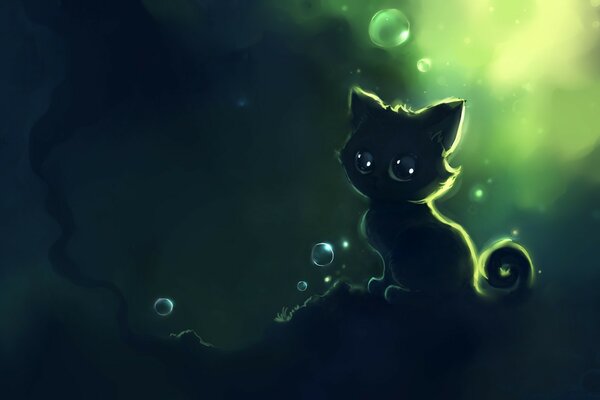 Dessin graphique d un petit chaton noir