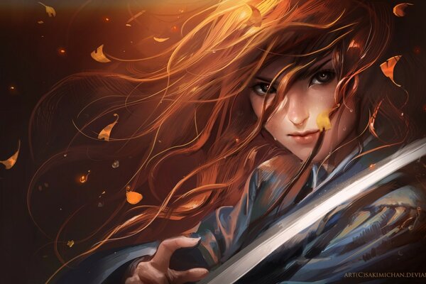 Fantasie Rousse fille avec l épée