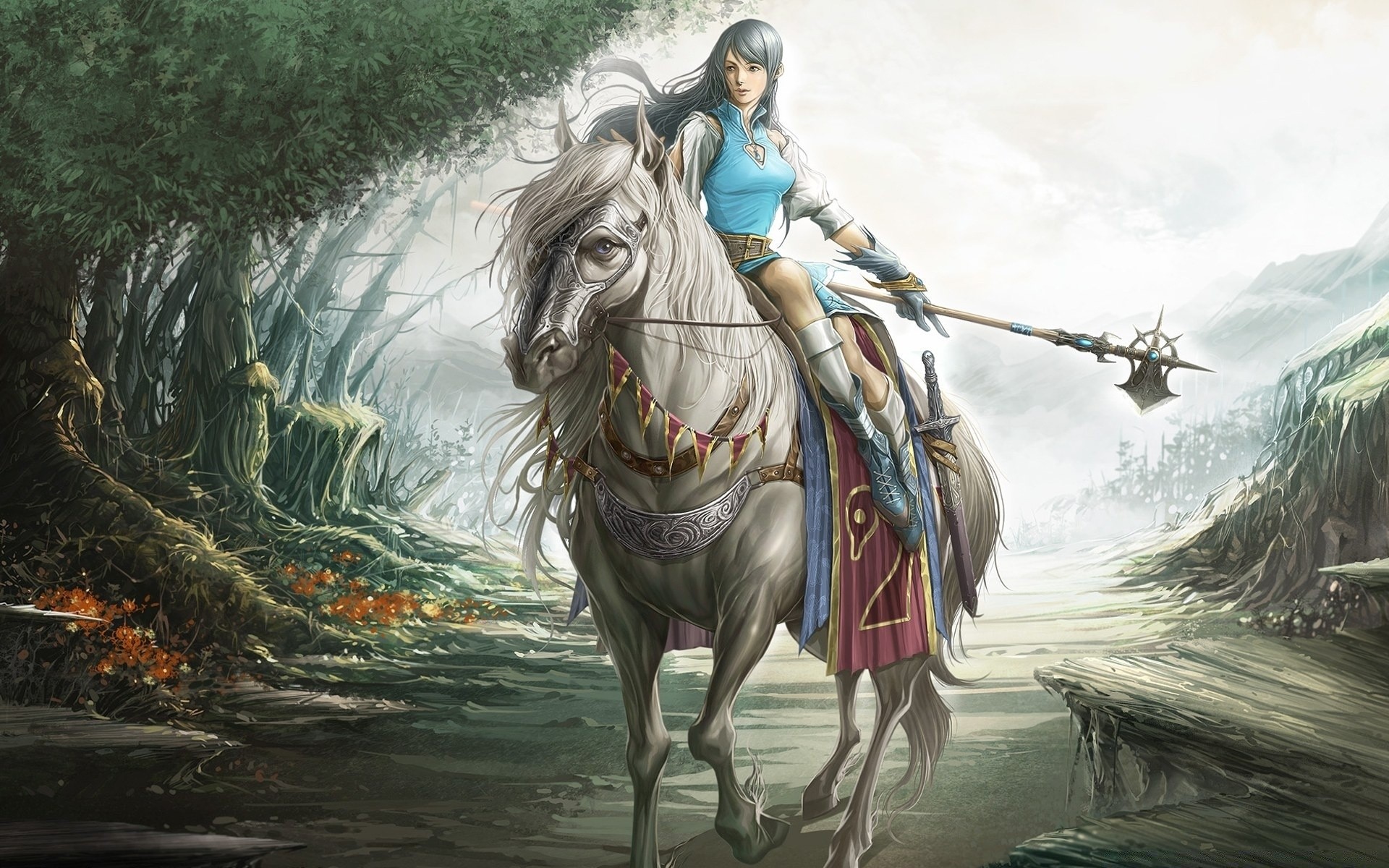 fantasy woman cavalry art adult water mammal one travel outdoors