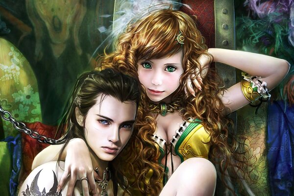 Beautiful fantasy girl and guy