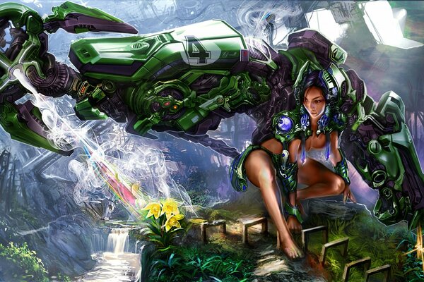 Fantasy girl transformer robot