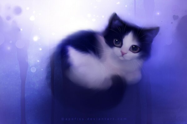 Dessin d art d un chaton moelleux mignon