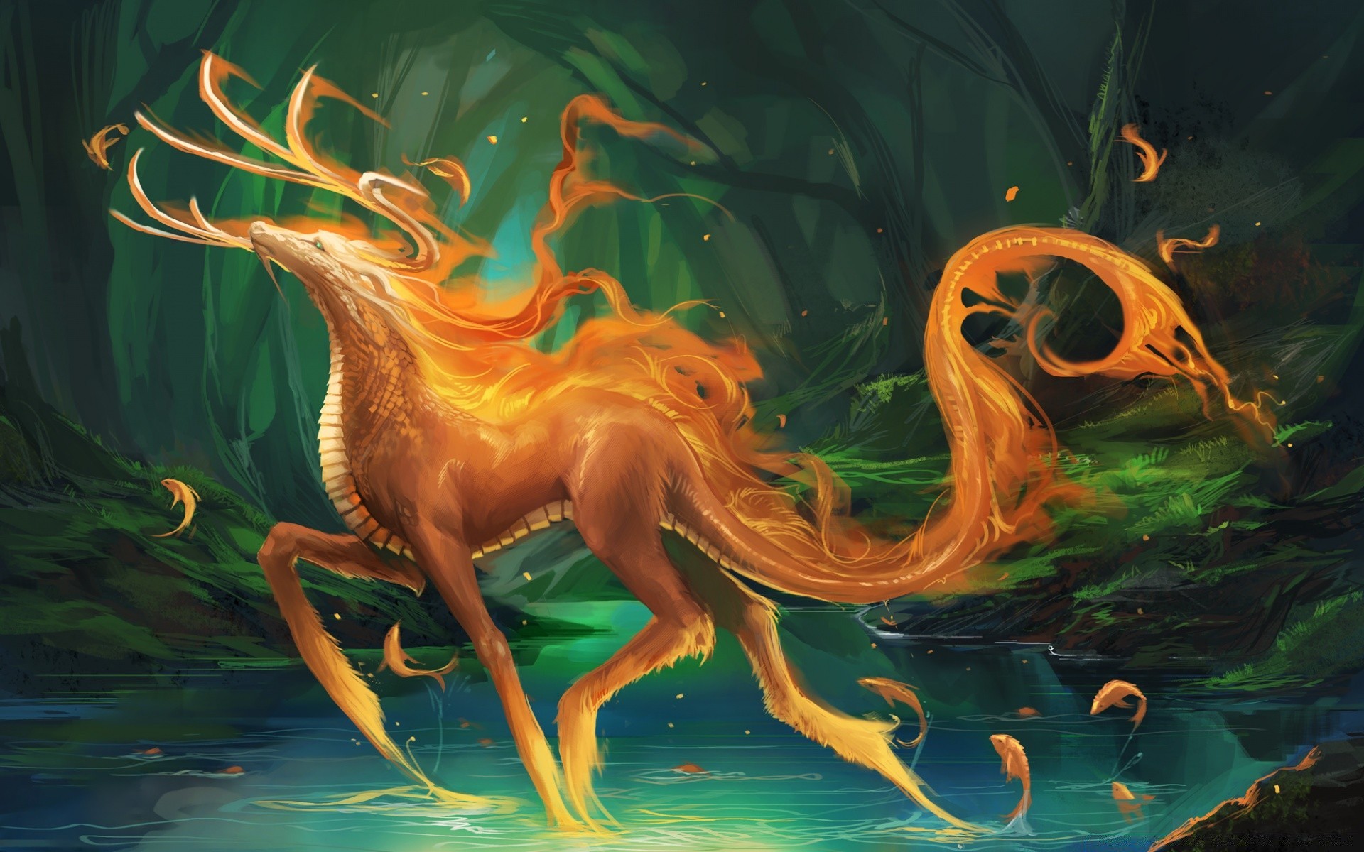 fantasy illustration mammifère eau peinture sous-marin animal faune art