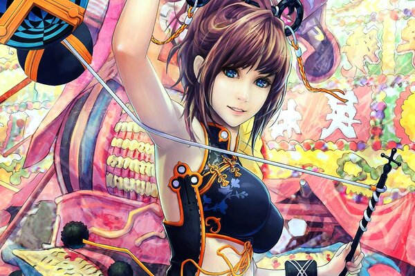 Fille de graffiti dans les styles d anime