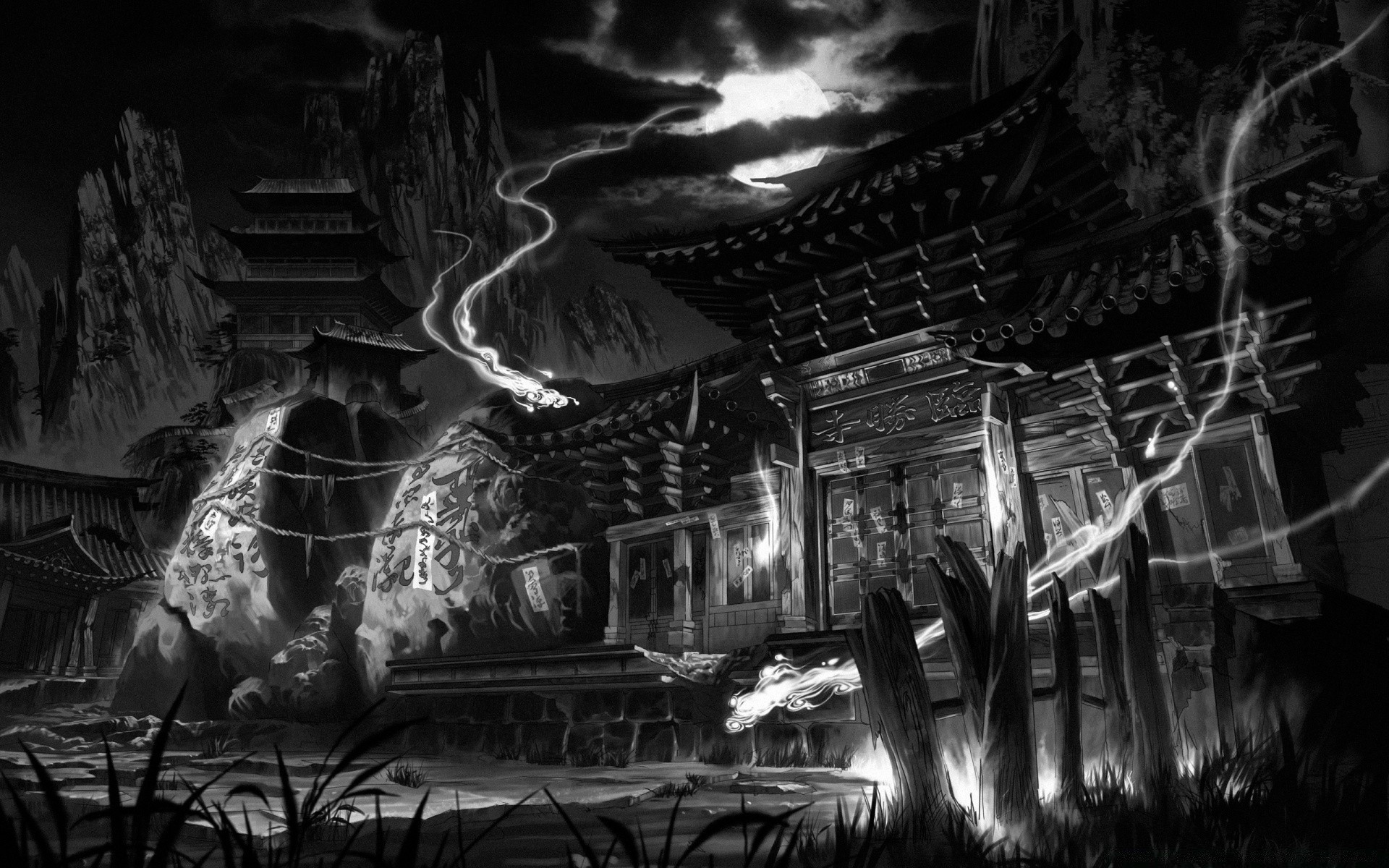 fantasy voyage architecture art monochrome