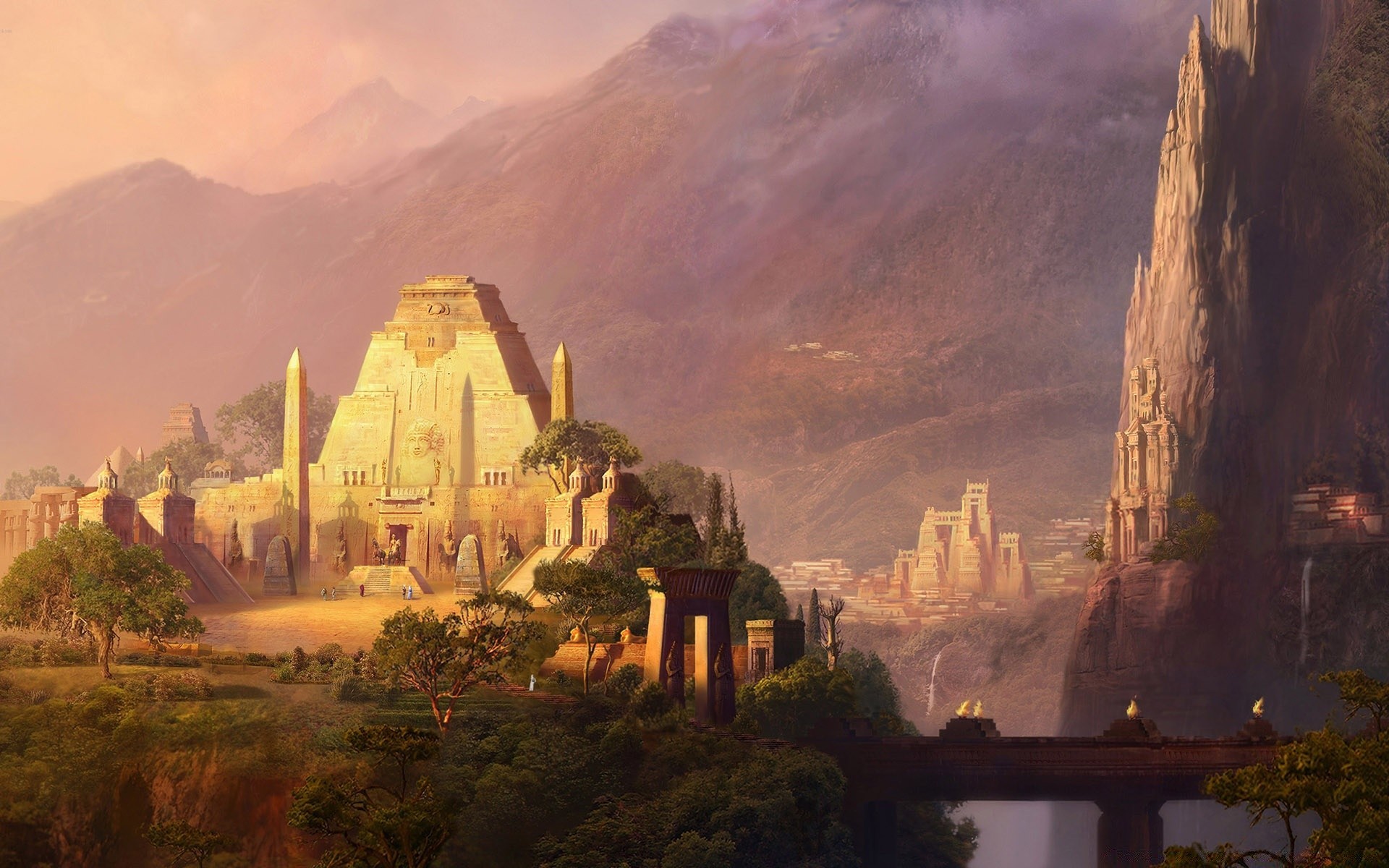 fantasy voyage en plein air montagnes architecture religion ciel paysage aube coucher de soleil soir