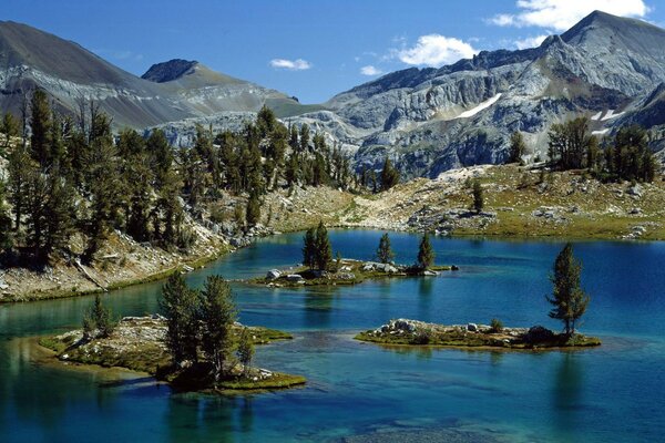 Landscape by a pond in the mountains