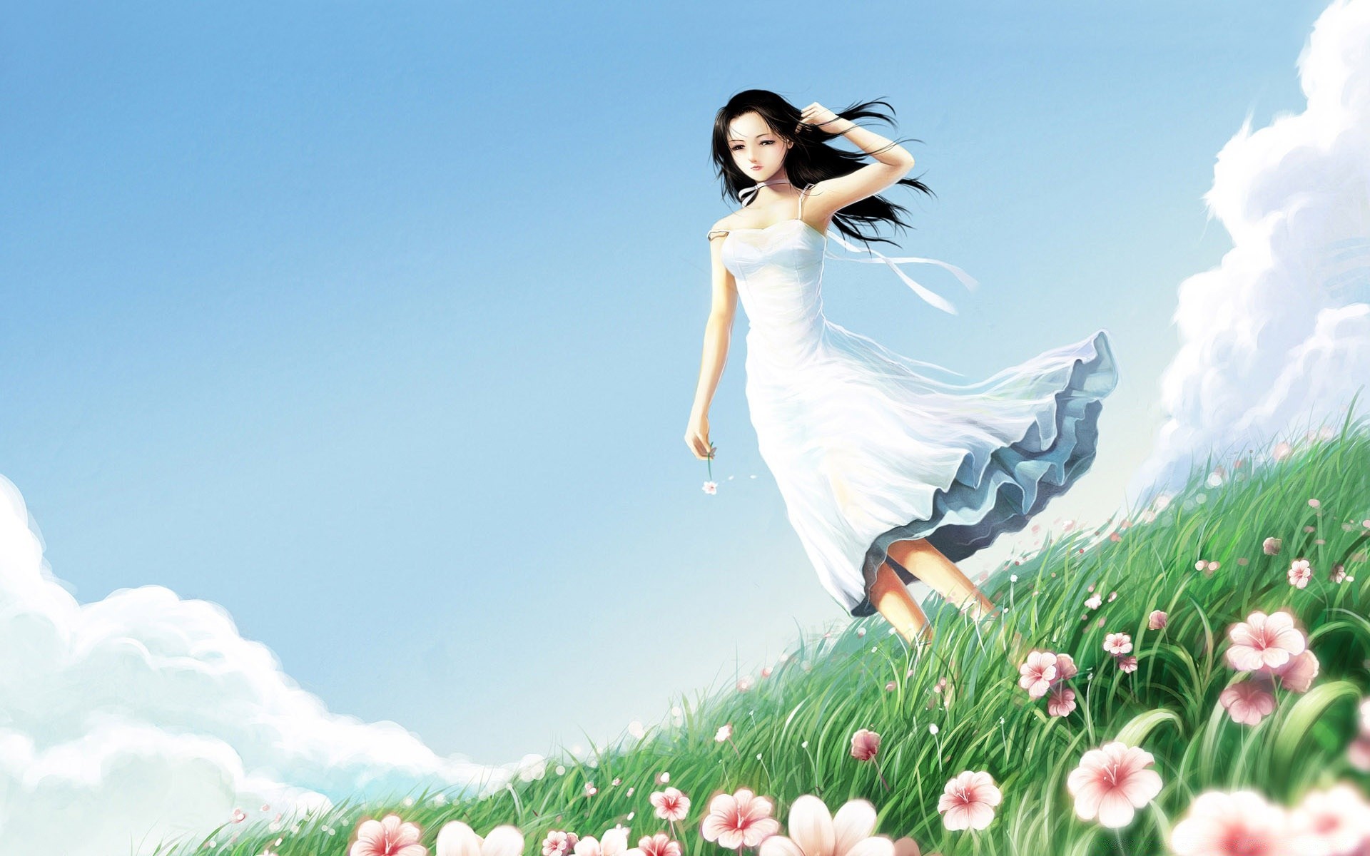 fantasy summer nature sky freedom outdoors grass fair weather hayfield leisure happiness enjoyment woman carefree field joy fun