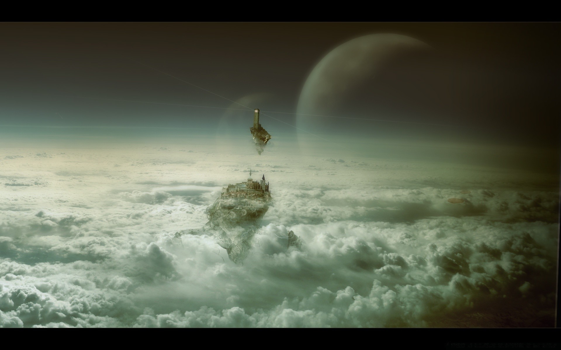 Картинки месяц в небе фэнтези. Wanderer above the Sea of Fog.