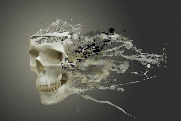 Creative image of a skull on a black gradient