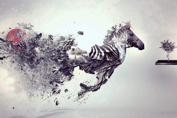 Immagine creativa di una zebra in movimento