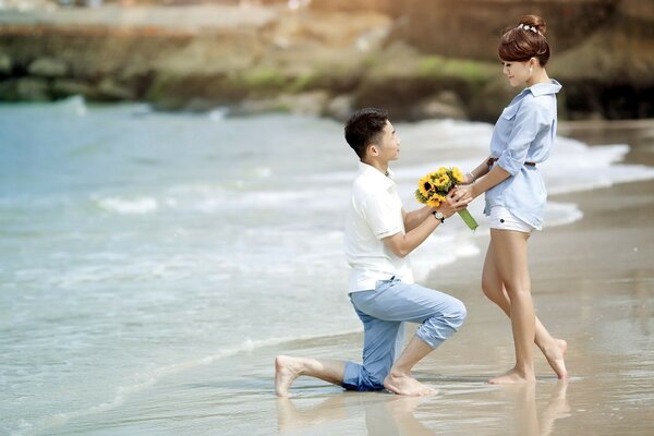 Offer by the sea with flowers