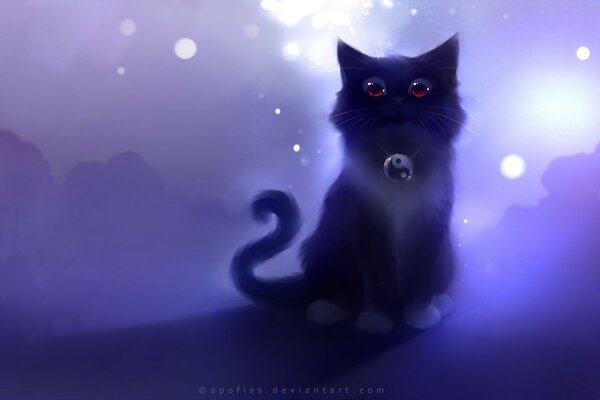 Fantasy image of a black cat