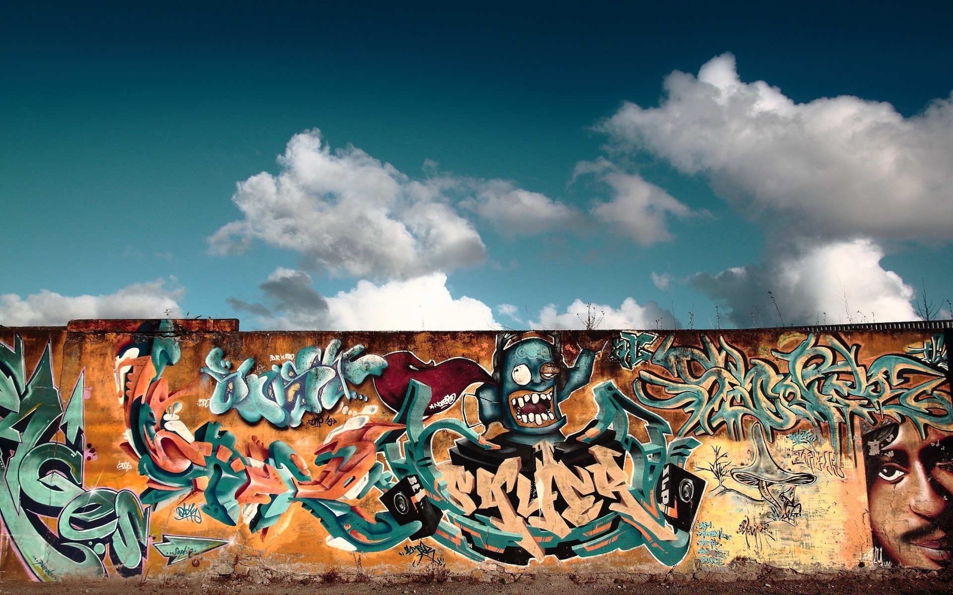 graffiti sky travel scene outdoors color landscape wall