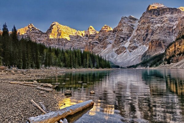 Picturesque landscape, high mountains and blue sky