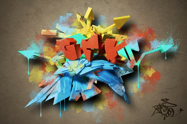 Graffiti brillante con muchos colores