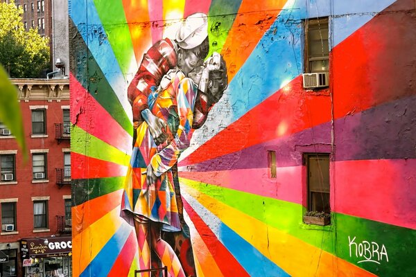 Graffiti of a very bright kiss