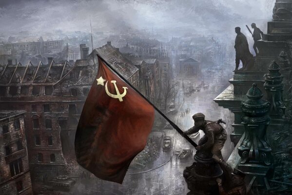 The victory flag of the USSR over fascism