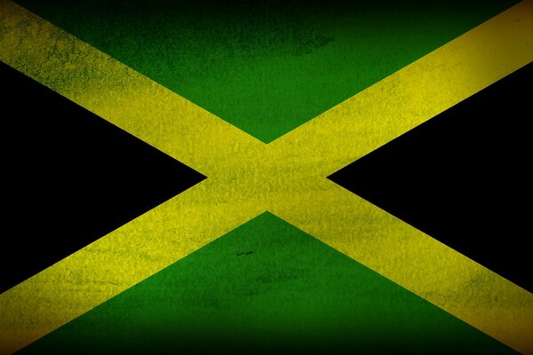 Flag in the shape of a cross yellow, green, black