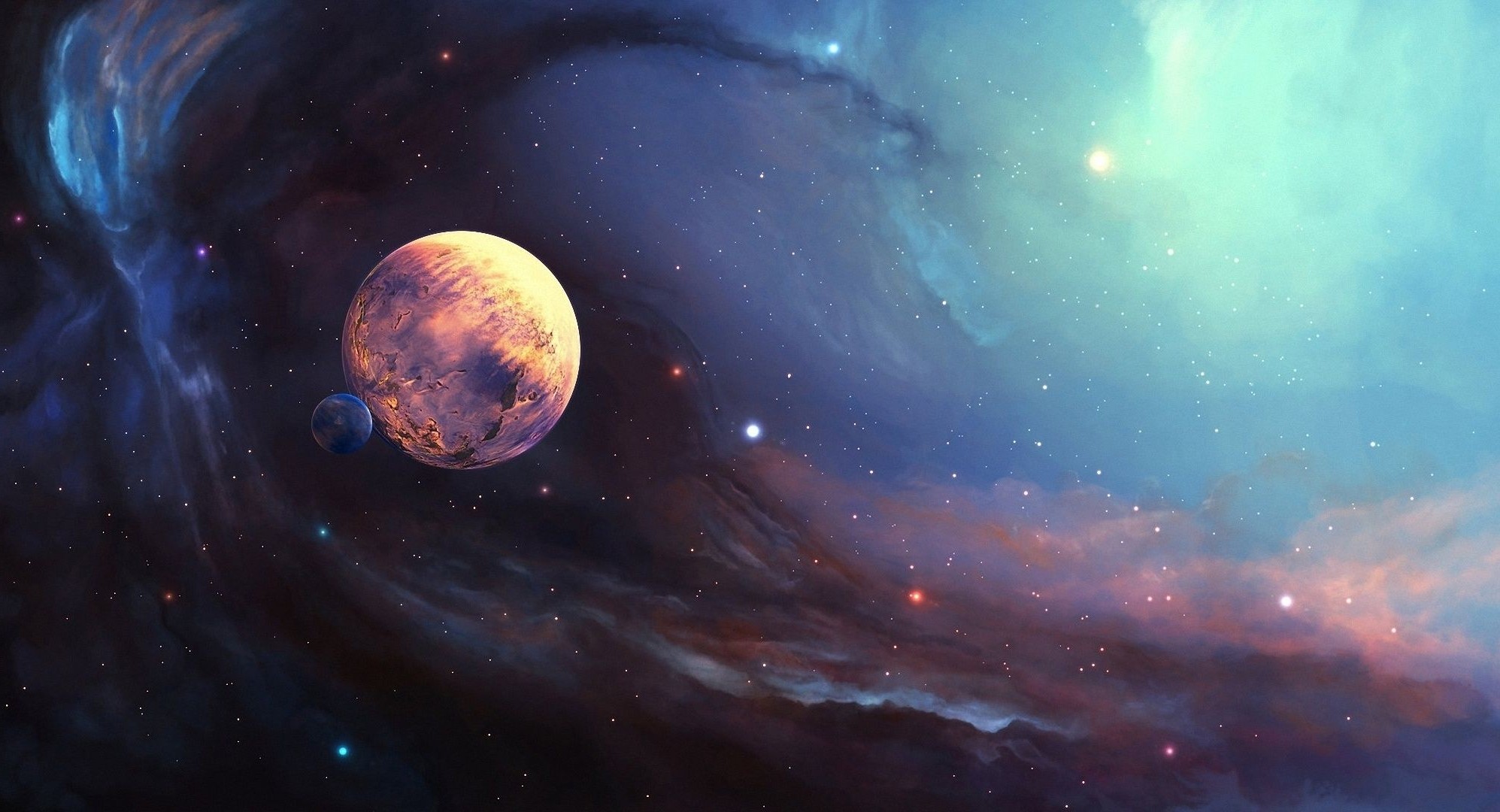 Download Nebula satellites planet stars space Art - Phone wallpapers