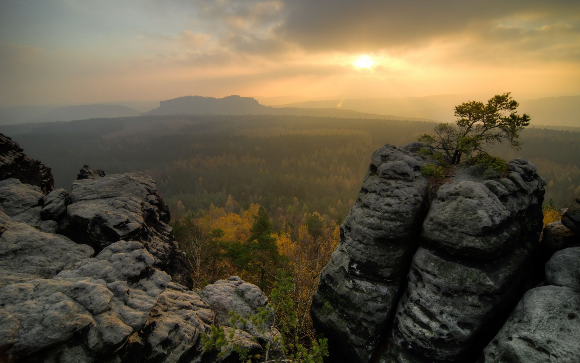 the sunset and sunrise sunset landscape sky mountain travel nature outdoors rock dawn scenic evening dusk daylight fog tree