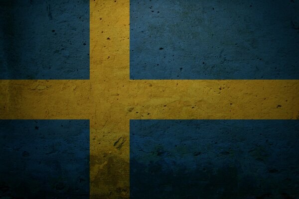 Image of the Swedish flag in the grunge style