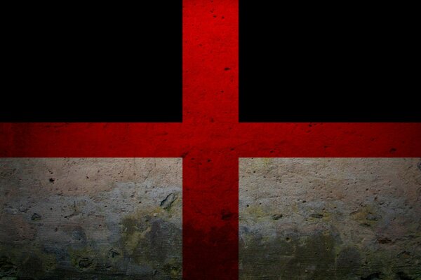 Flag with a red cross in the grunge style