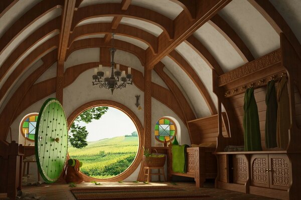 Maison Hobbit vue de l intérieur